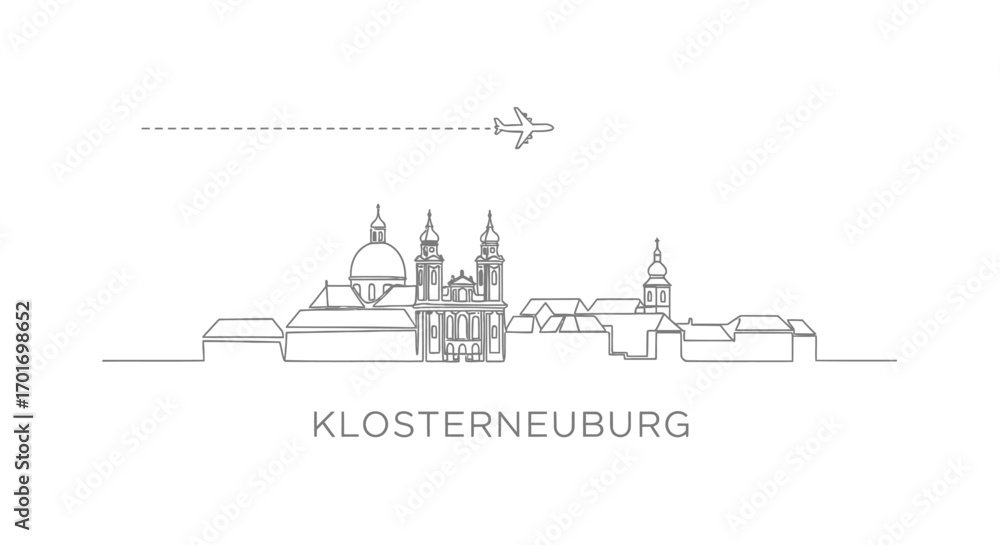 Fototapeta premium Klosterneuburg Austria Skyline with plane.