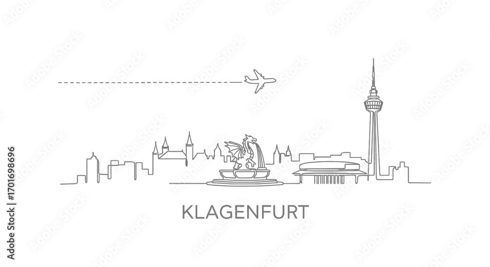 Obraz premium Klagenfurt Skyline Minimalist Austria Travel.