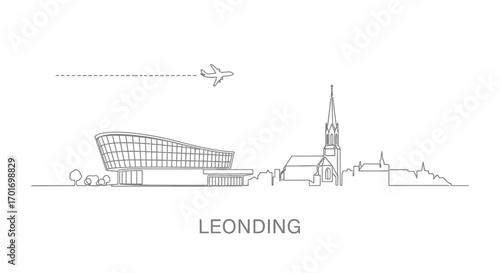 Leonding Skyline with Austria Minimalist.