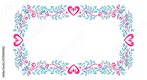 Charming decorative floral border with heart embellishments for a whimsical touch