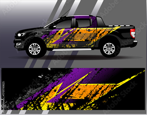 Car wrap design vector. Graphic abstract stripe racing background designs for vehicle, rally, race, adventure and car racing livery
