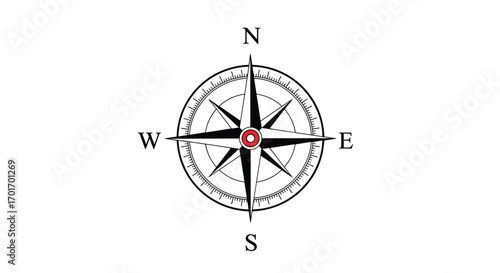 Compass rose navigation tool showing cardinal directions and intermediate points for guidance and orientation