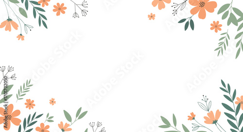 Delicate floral arrangement with greenery adorning white space ideal for spring invitations and cards