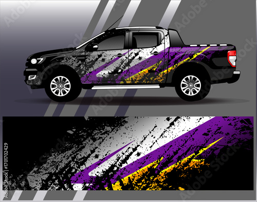Car wrap design vector. Graphic abstract stripe racing background designs for vehicle, rally, race, adventure and car racing livery