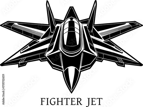 A fighter jet with sharp design, realistic detail on white Background