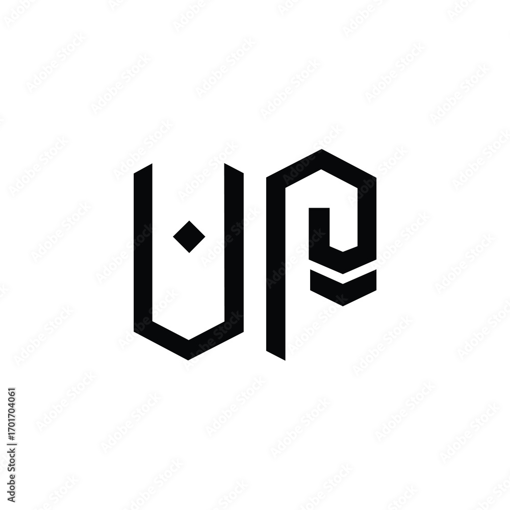Fototapeta premium UP monogram logo design letter text name symbol monochrome logotype alphabet character simple logo