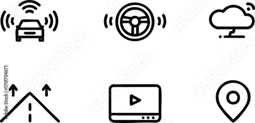 Modern Car Technology Icons Set