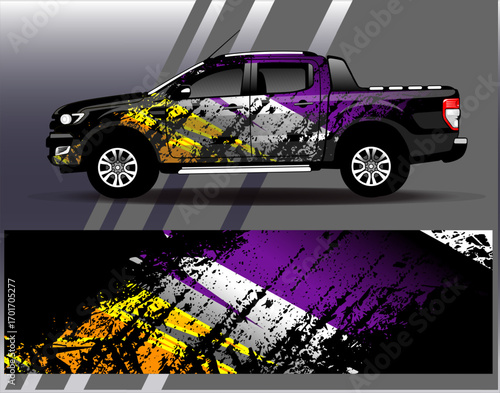 Car wrap design vector. Graphic abstract stripe racing background designs for vehicle, rally, race, adventure and car racing livery