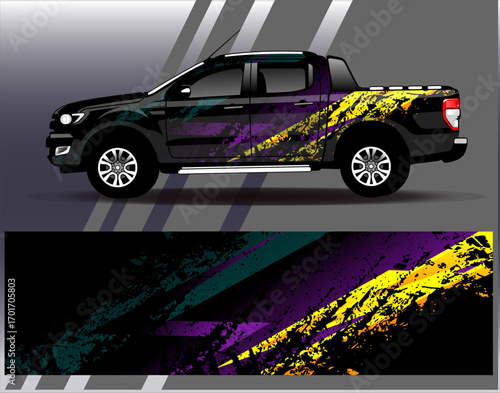Car wrap design vector. Graphic abstract stripe racing background designs for vehicle, rally, race, adventure and car racing livery