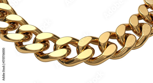 Close up of gold chain isolated on transparent background, a luxurious and stylish accessory