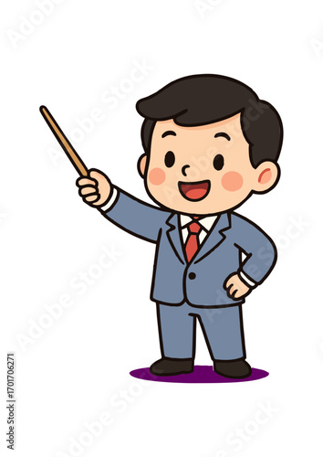 Cute Cartoon Teacher in Action