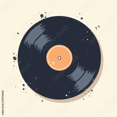 Vinyl LP record — black grooved disc with printed center label and slight dust specks, white background