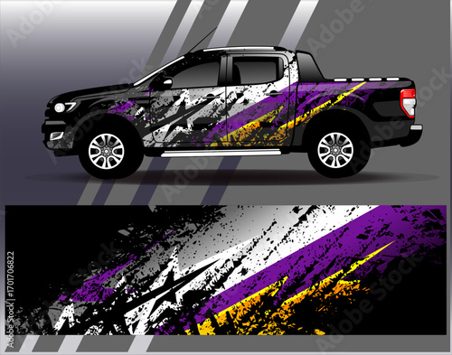 Car wrap design vector. Graphic abstract stripe racing background designs for vehicle, rally, race, adventure and car racing livery