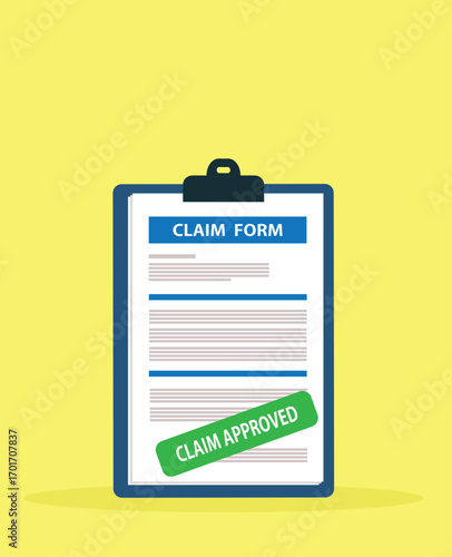 Clipboard claim form. Online claim form. Vector illustration
