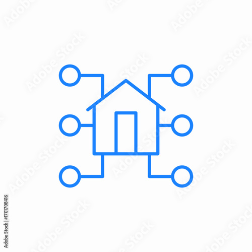 smart home with connections icon sign vector