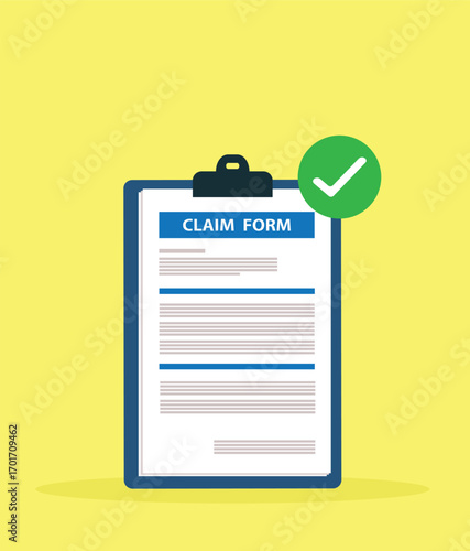 Clipboard claim form. Online claim form. Vector illustration
