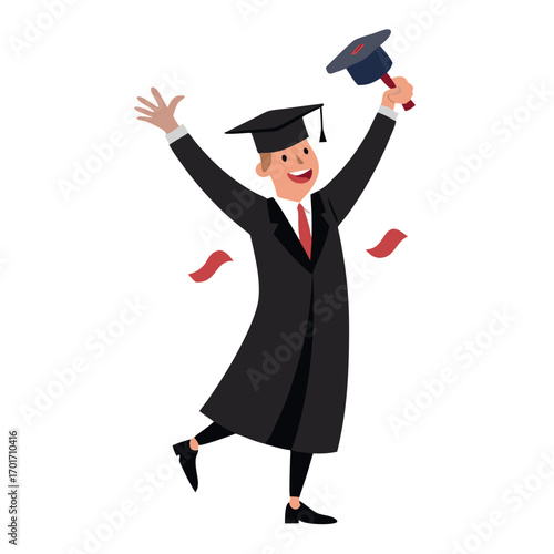 Graduate is celebrating his graduation happily