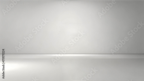Sleek modern studio backdrop with clean white seamless background and soft lighting