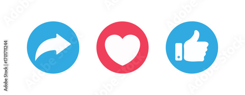 Social Interaction Icons Set – Like, Love, and Appreciation
