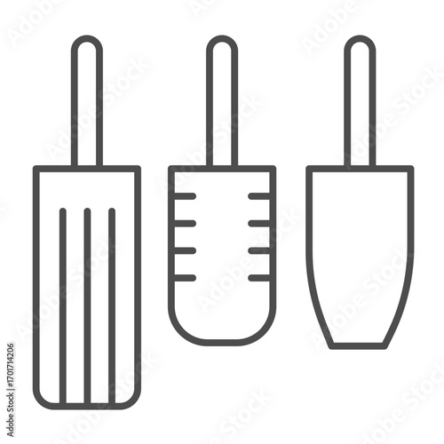 Pedal of gas, clutch and brake thin line icon, driver license concept. Vector graphics. Three pedals of car driving control sign on white background, outline style icon for mobile or web design.