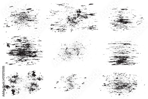 Grunge Brush Stroke and Splatter Texture Collection on White Background