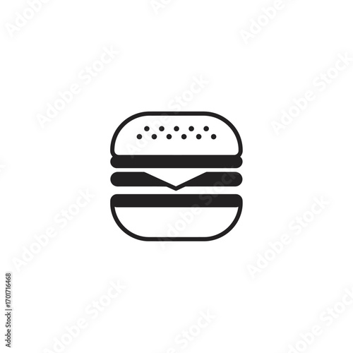 Simple black line art hamburger icon isolated on a white background. Vector graphic symbol for fast food, restaurant menu, and web design