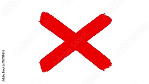 X letter icon, red cross icon symbol, 4k cross mark animation, incorrect cross symbol, alpha channel.