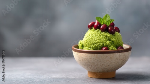Wallpaper Mural Refreshing Matcha Bingsu with Red Beans and Mochi in a Stylish Bowl Torontodigital.ca