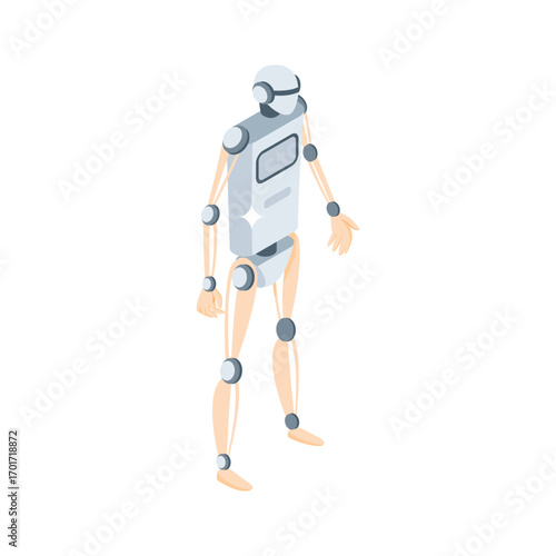 Premium isometric style icon of hybrid cyborg robot