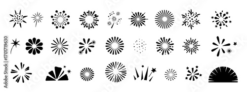 Collection of Black and White Firework and Starburst Icons