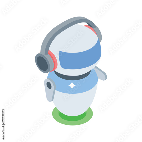 Handy isometric style icon of digital bot assistant