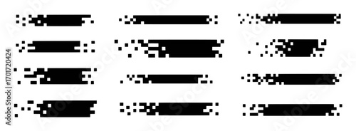 Pixelated Lines with Fading Effect on White Background