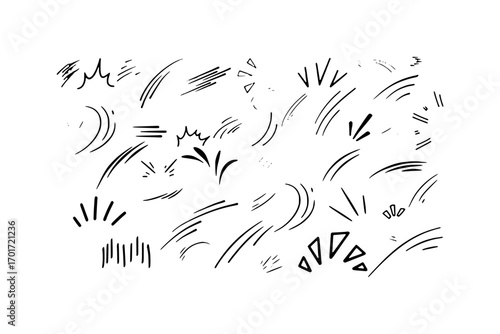 Hand-Drawn Black and White Speed Lines and Motion Effects