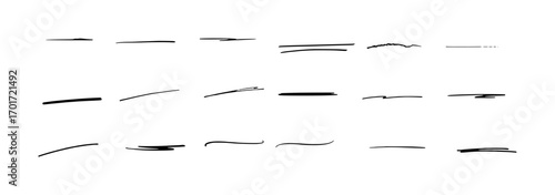 Collection of Hand-Drawn Underline and Emphasis Lines on White Background