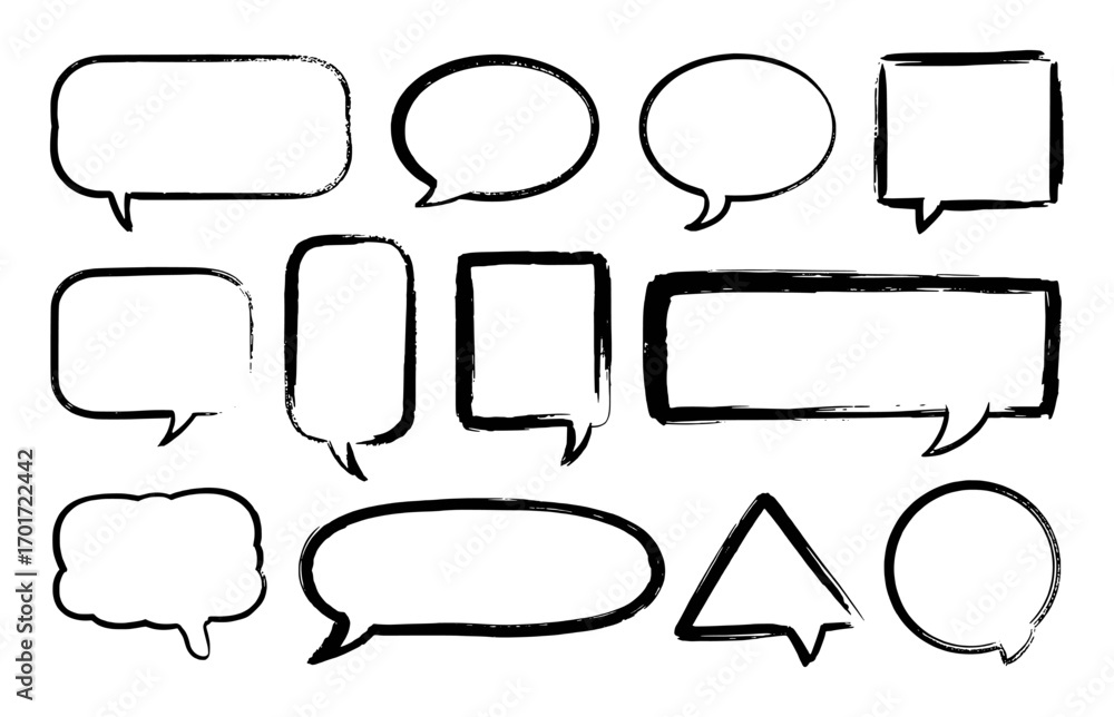 Obraz premium Collection of Hand-Drawn Speech Bubbles in Various Shapes and Sizes