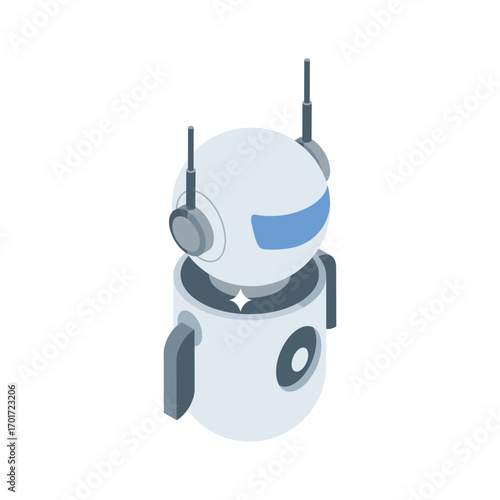 A modern isometric style icon of automated bot system