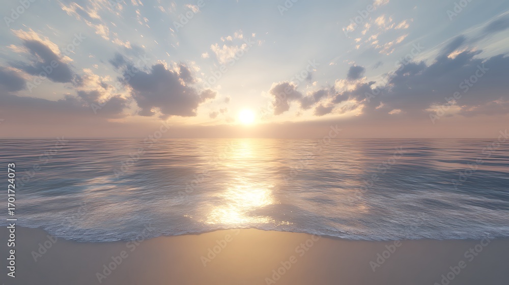 Obraz premium Pastel colored sky reflecting over shimmering coastal waves high resolution picture