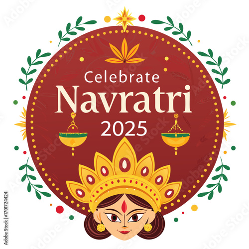 Celebrate Navratri 2025 with vibrant cultural art celebrating divine feminine power and joyous festivals