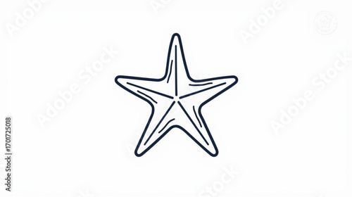 Simple Outline of a Starfish A Minimalist Black and White Illustration on White