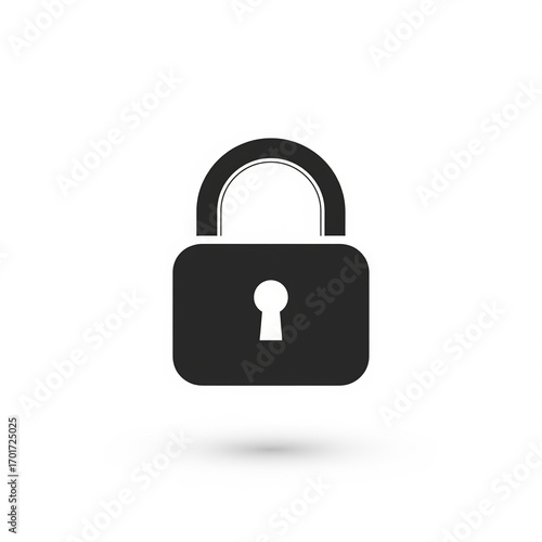 Secure padlock vector icon isolated on a white background. A simple flat symbol representing safety, digital privacy, and cybersecurity concepts