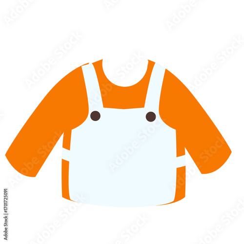 Orange overalls with white bib, classic workwear illustration perfect for farmer or construction worker designs.

