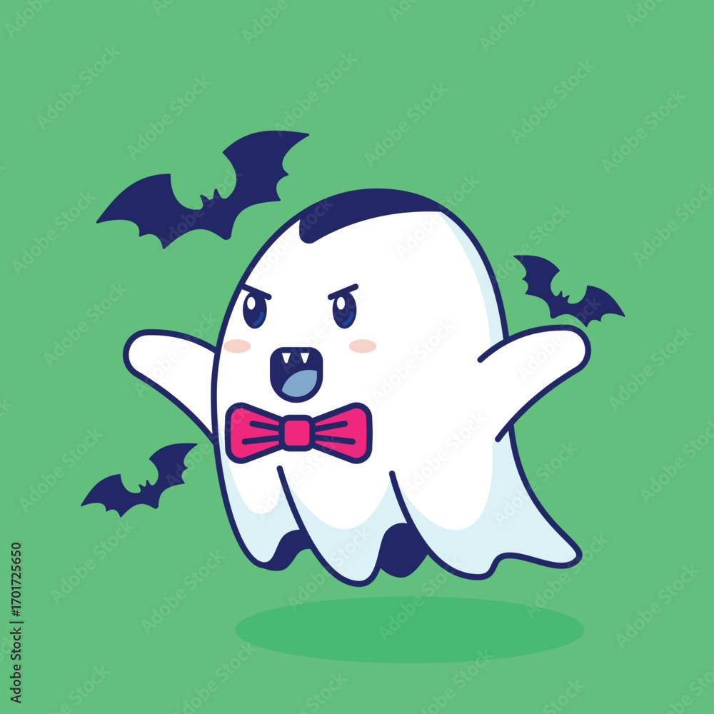 Fototapeta premium Cute Ghost as Dracule Illustration Isolated Vector