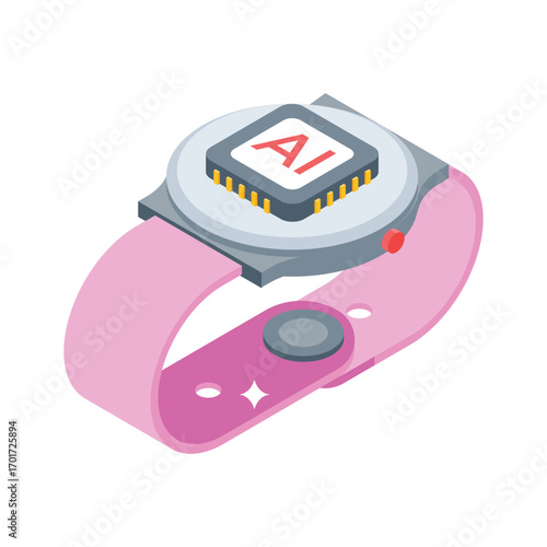 Easy to use isometric style icon of smartwatch device