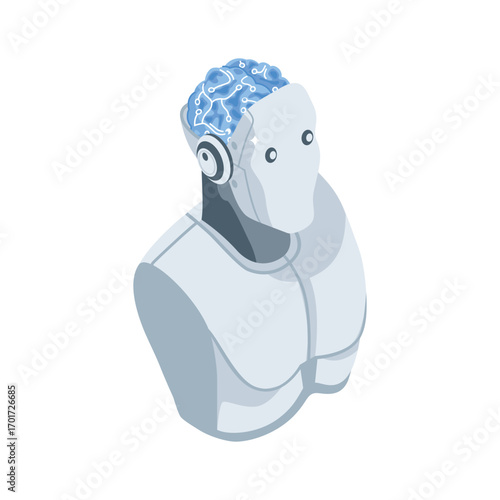 Handy isometric style icon of advanced cyborg robot