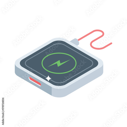 Trendy isometric style icon of wireless charging pad