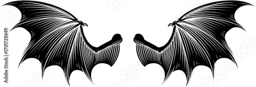 A pair of bat, dragon, devi...