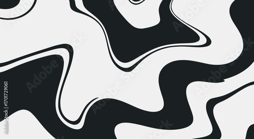 Abstract Black and White Swirls Pattern Background with Organic Shapes