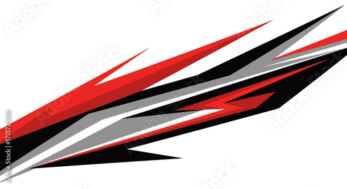 Modern abstract racing stripe graphic with aggressive sharp lines. Sporty vector design for a vehicle wrap, car decal, or boat livery