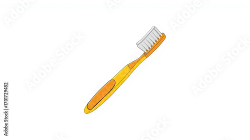 Yellow toothbrush vector illustration for dental care and oral hygiene concepts, isolated on a white background