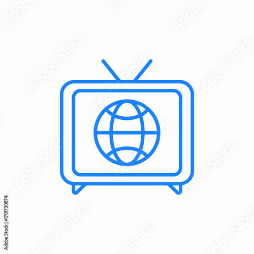 television screen globe icon sign vector